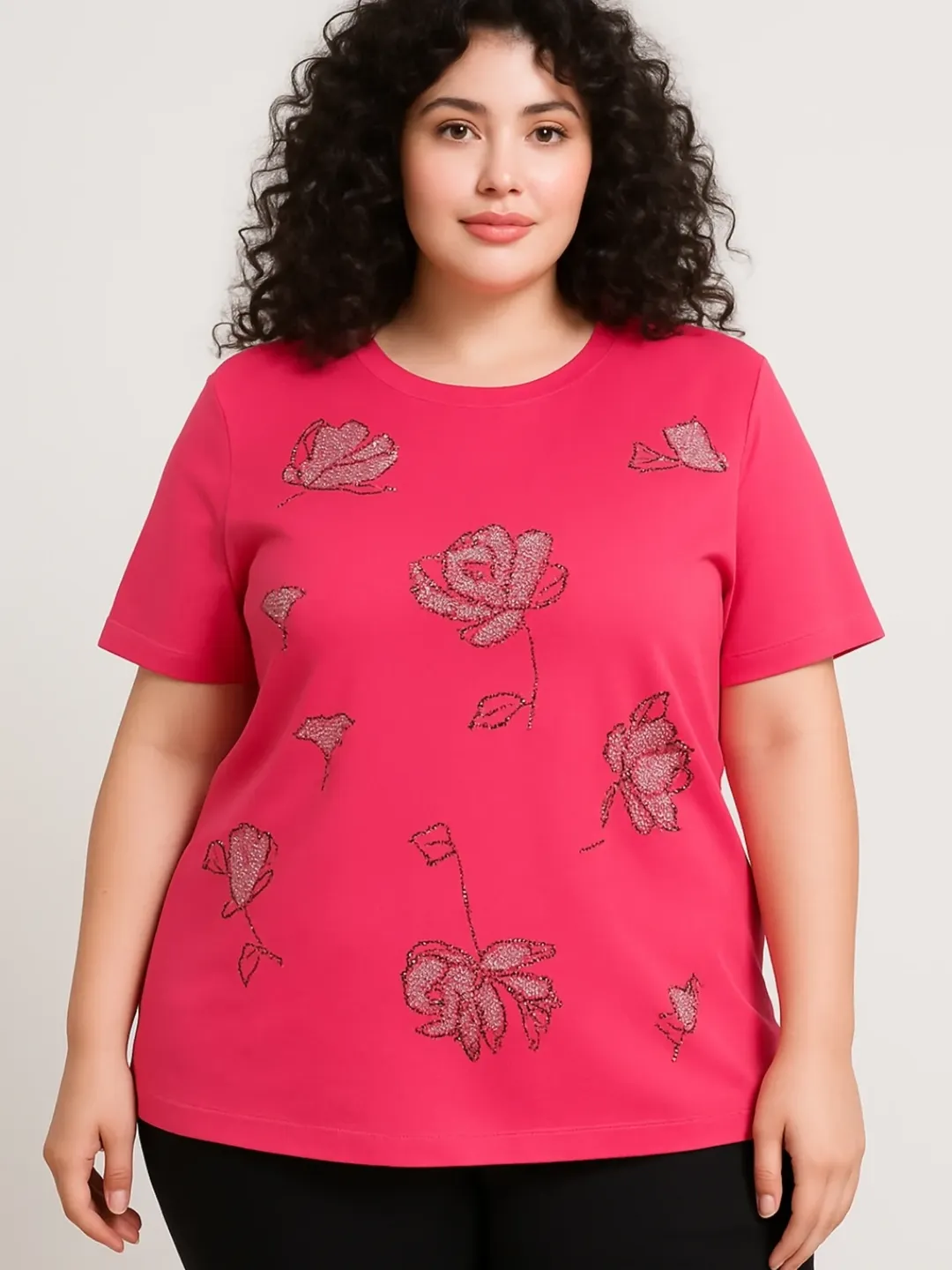 بلوز زنانه ترک طرح رز نگینی