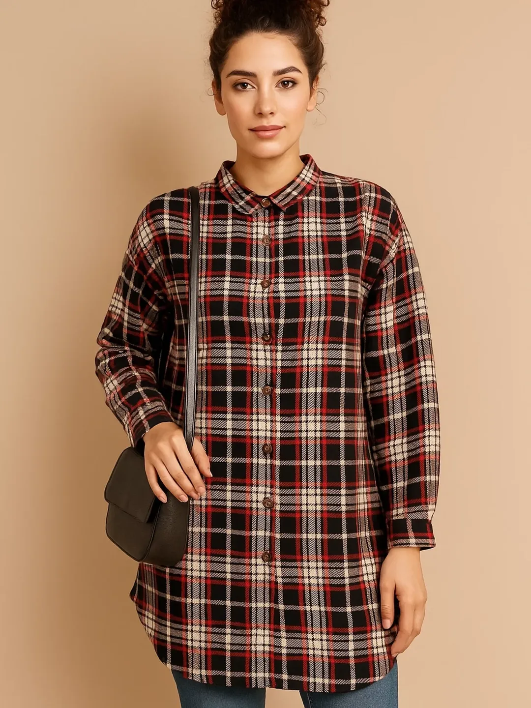 تونیک چهارخونه پشمی زنانه