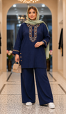 ست مانتو و شلوار زنانه گلدوزی شانتون