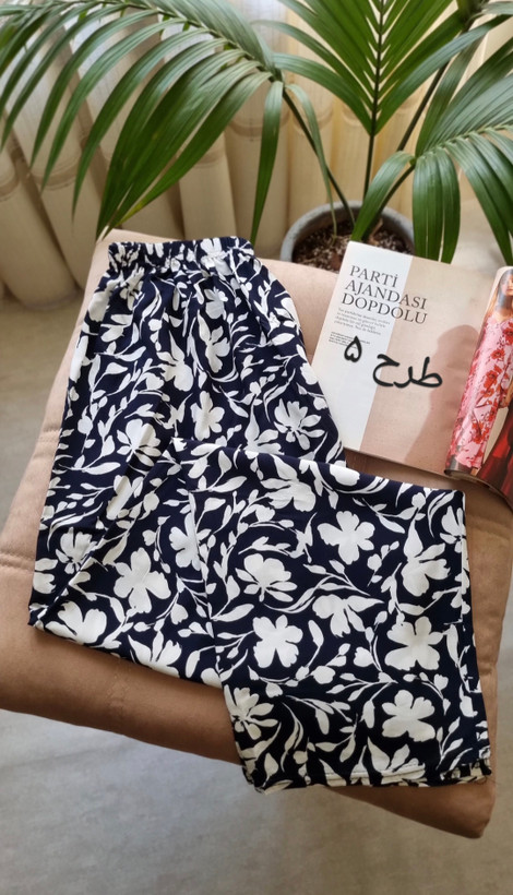 شلوار نخی تایلندی زنانه طرحدار